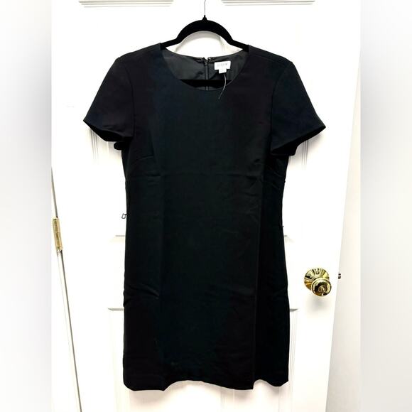 J Crew Black Dress, Short Sleeves, Crew Neck, Fitted Shift, Size 6 - Picture 1 of 8